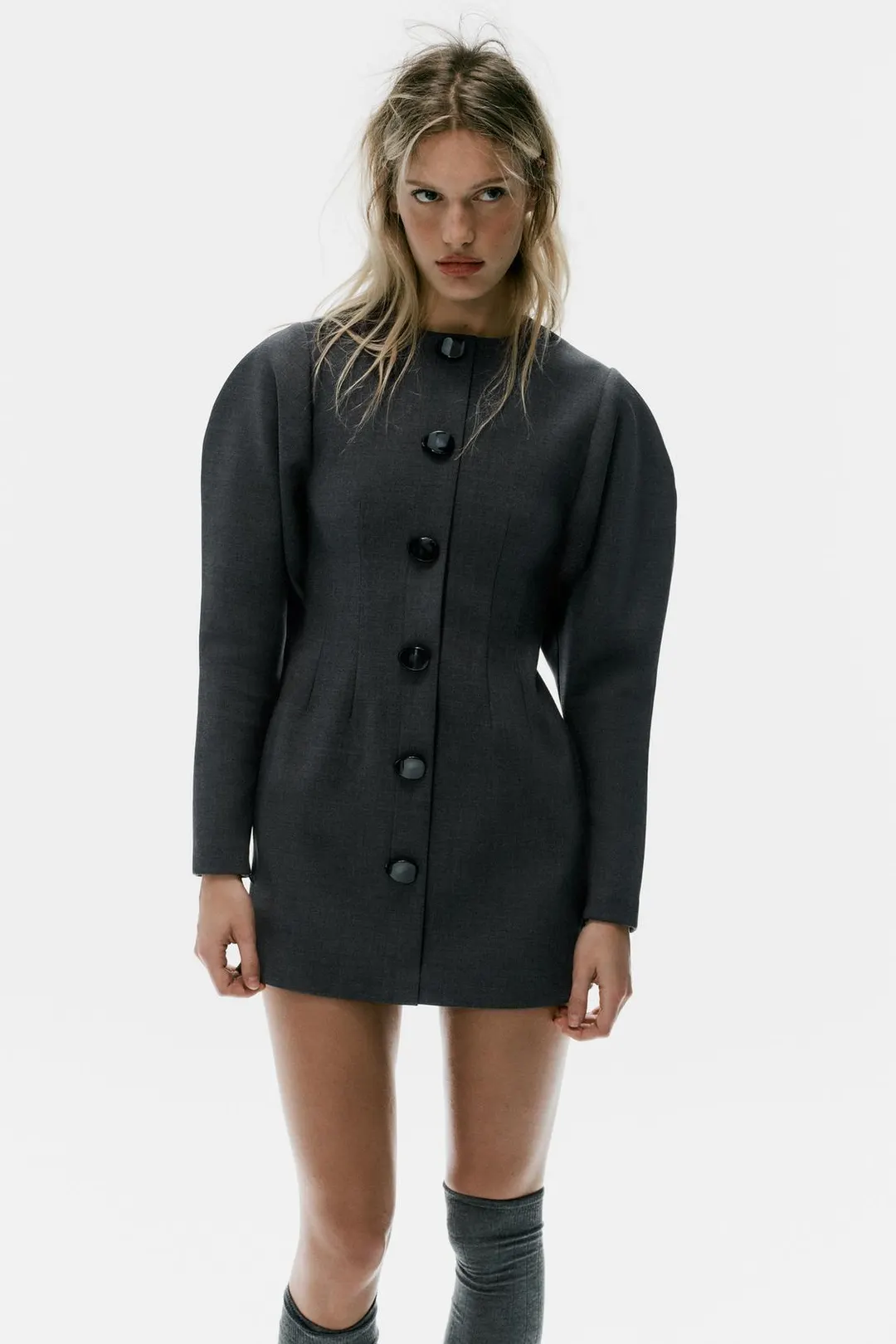 Мини-платье с объемными рукавами, Zara