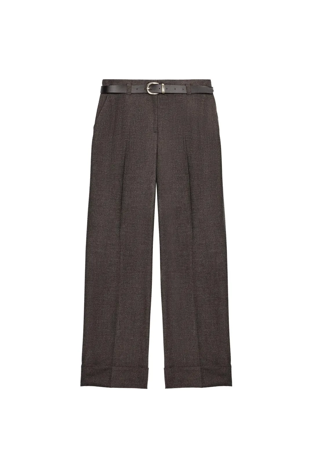Брюки с поясом и отворотами, Zara