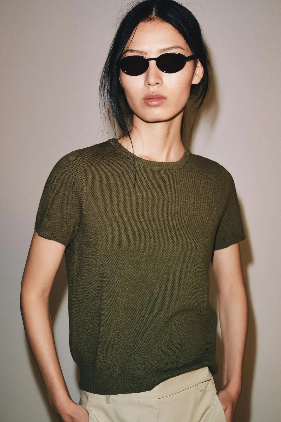 Вязаный топ с короткими рукавами, Zara
