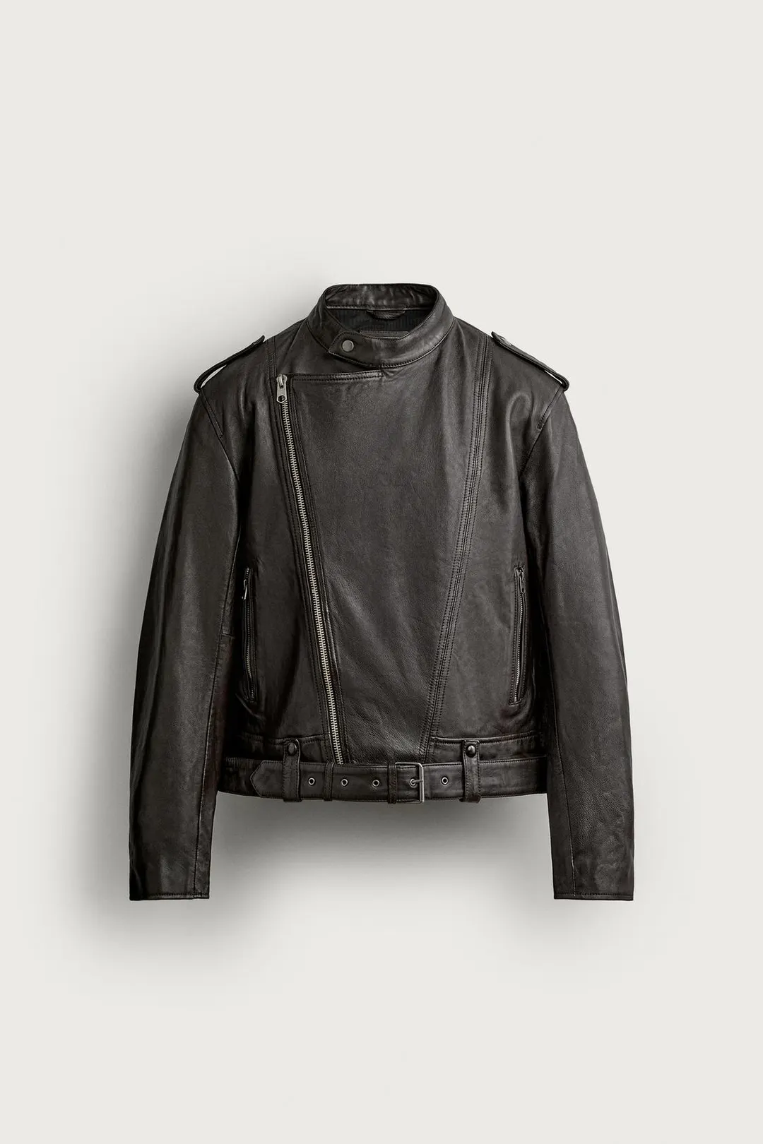 Укороченная кожаная косуха, Zara