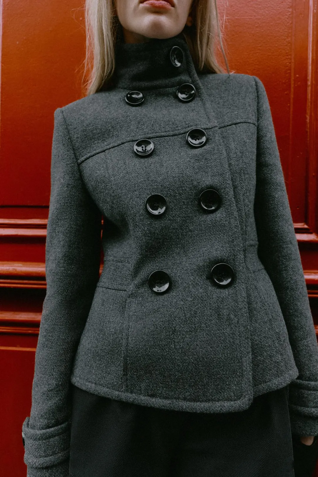 Пальто с высоким воротником из смесовой шерсти, Zara