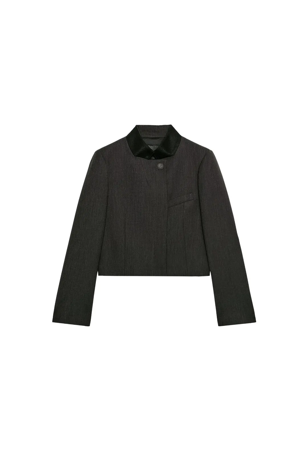 Укороченный жакет ZW Collection с контрастным воротником, Zara