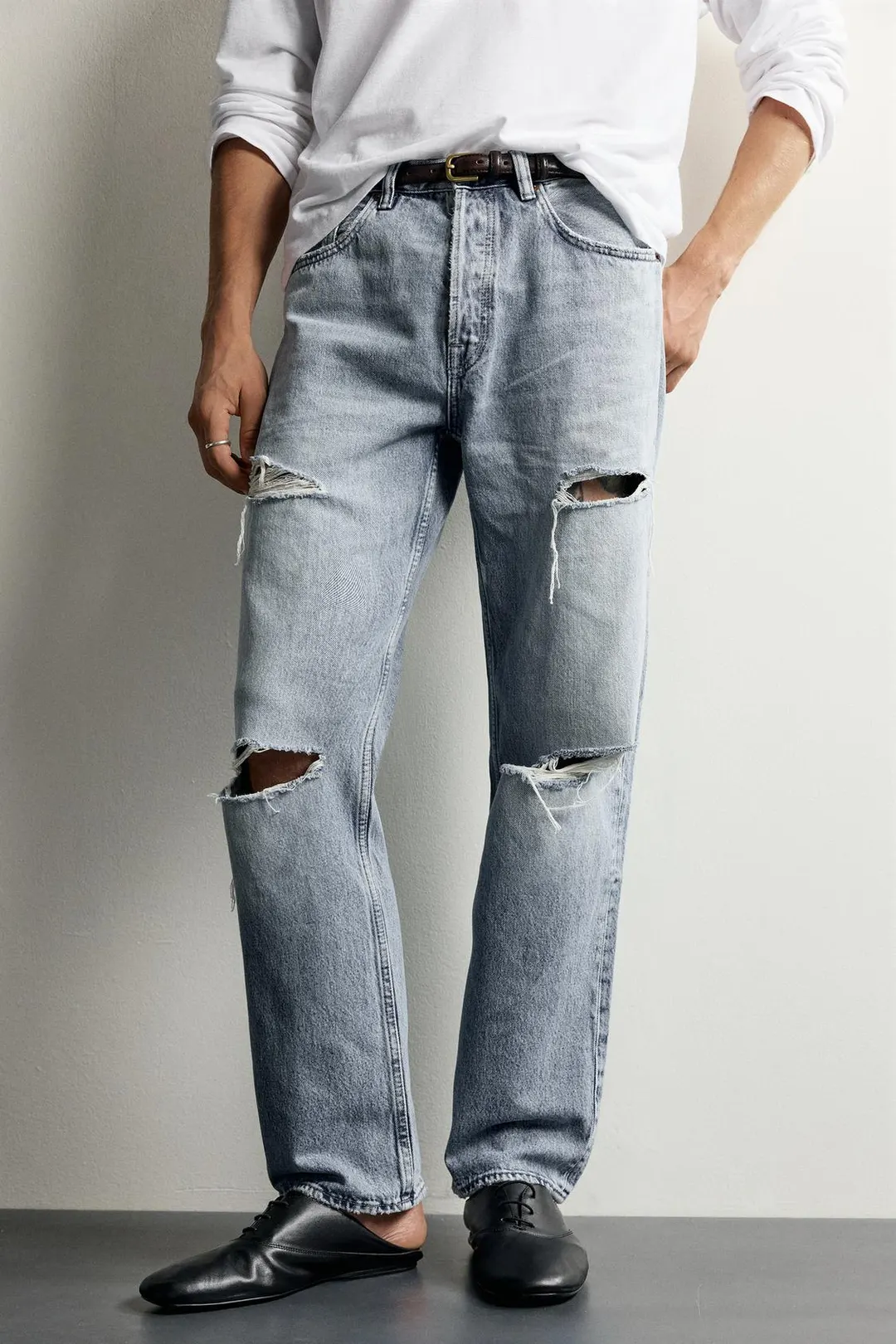 Рваные джинсы прямого кроя, Zara