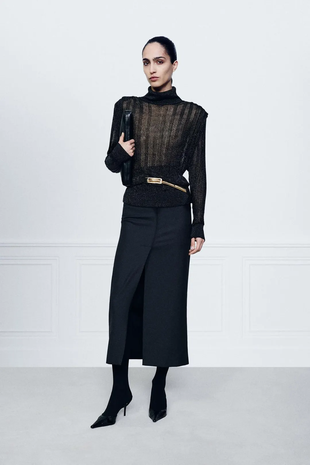 Джемпер с металлизированной нитью и подплечниками, Zara