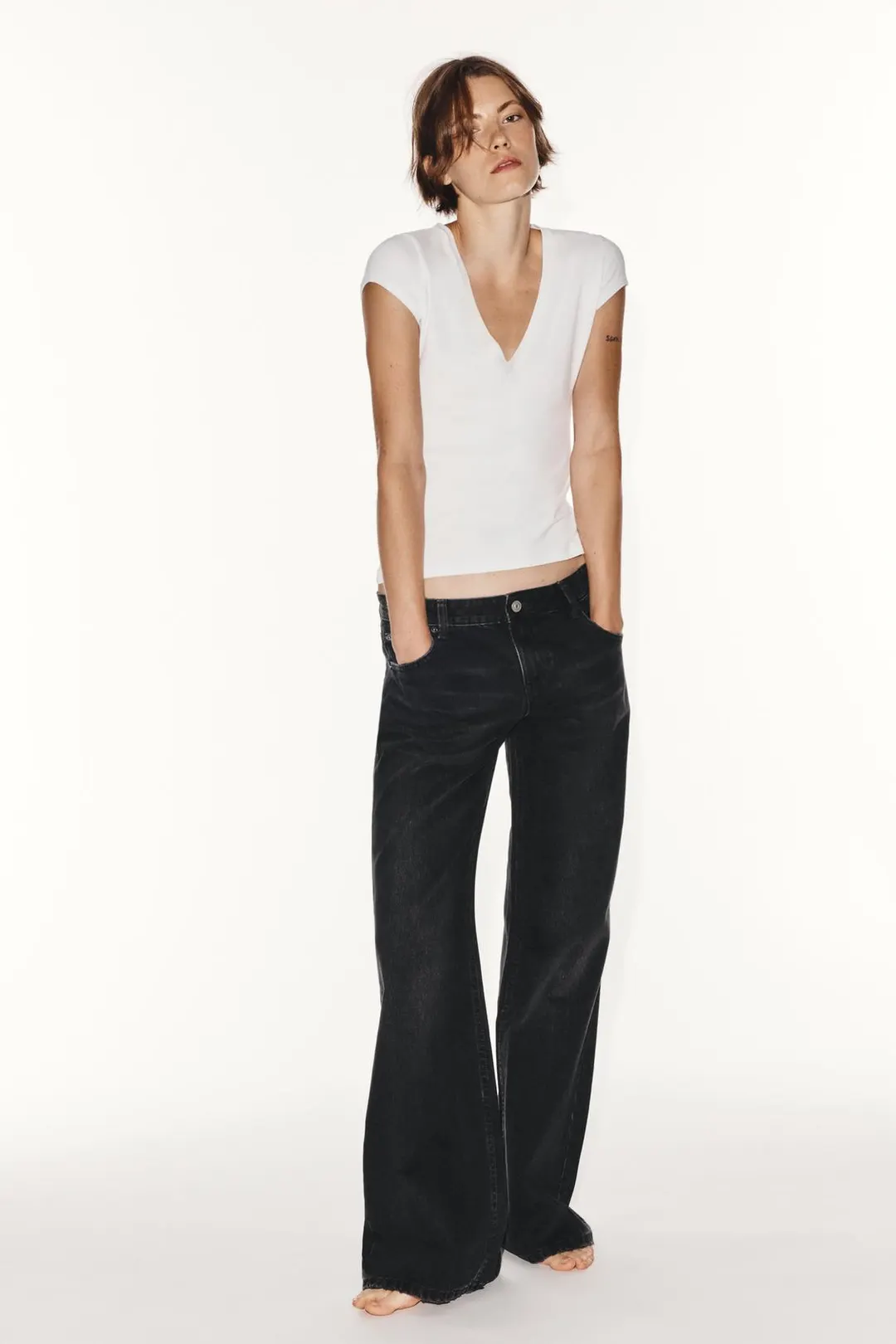 Джинсы TRF широкие расклешенные с низкой посадкой, Zara