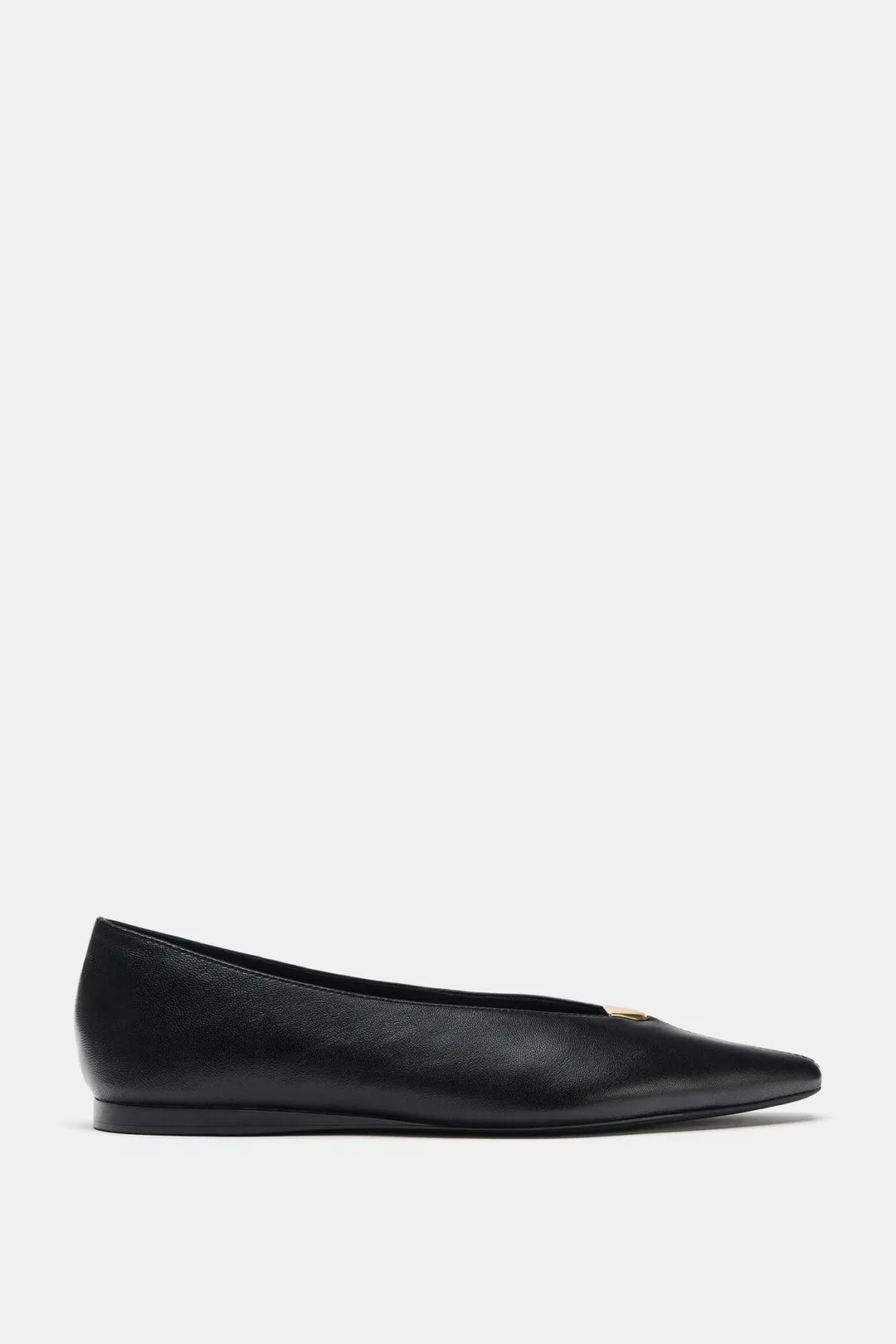 Кожаные балетки с металлической деталью, Zara