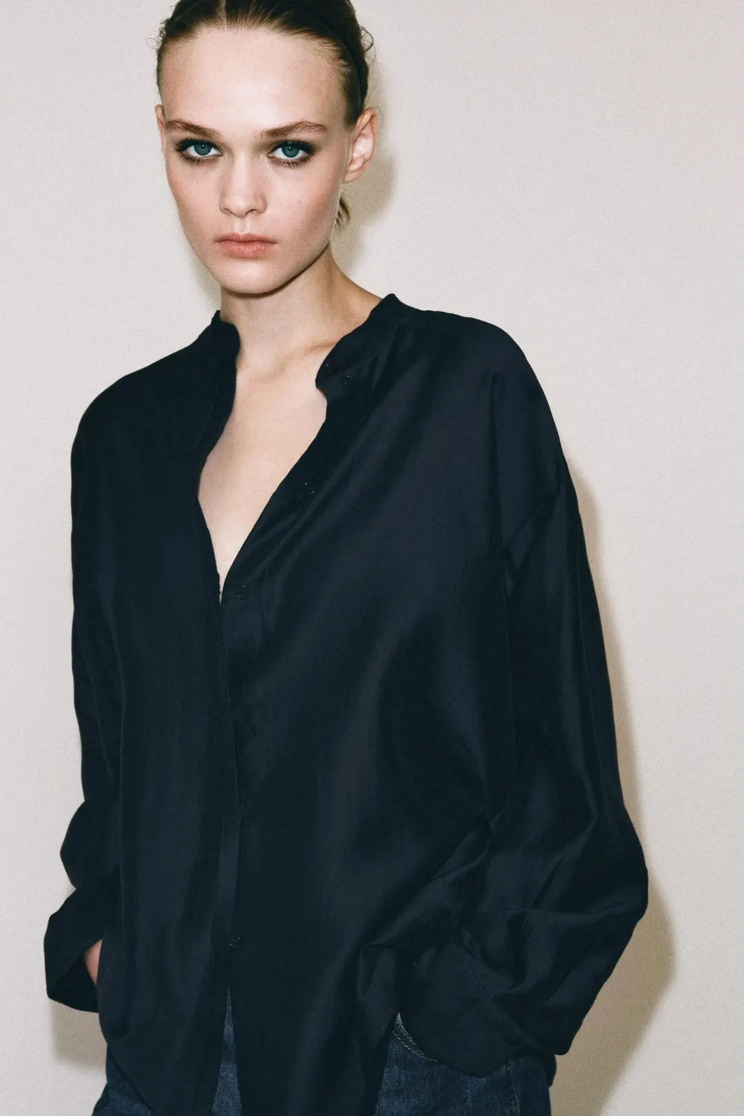 Рубашка с воротником-стойкой ZW Collection, Zara