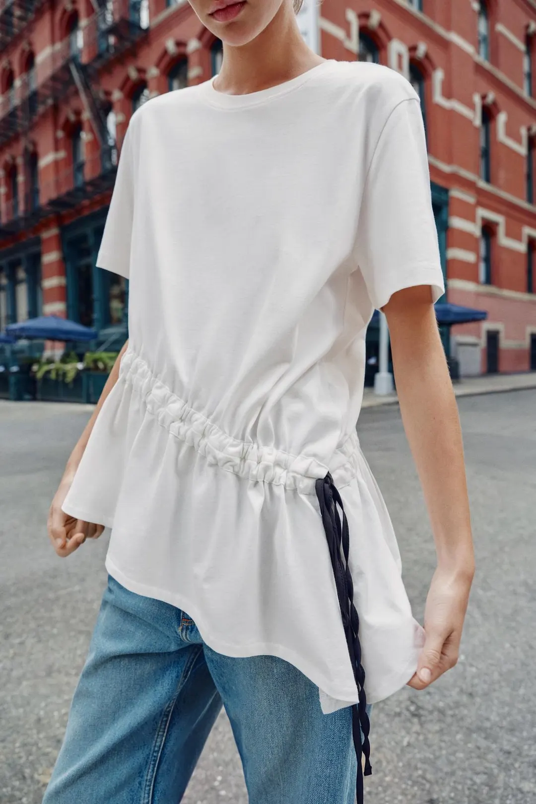 Футболка с контрастной кулиской, Zara