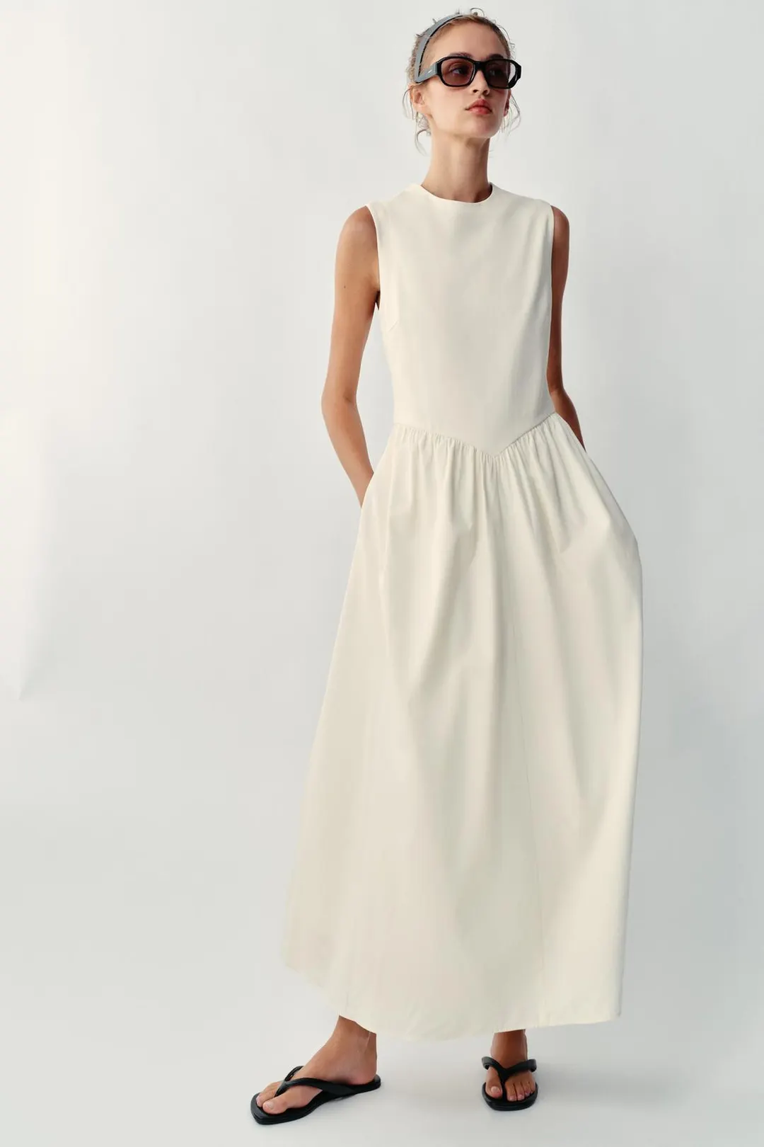 Платье комбинированное миди, Zara