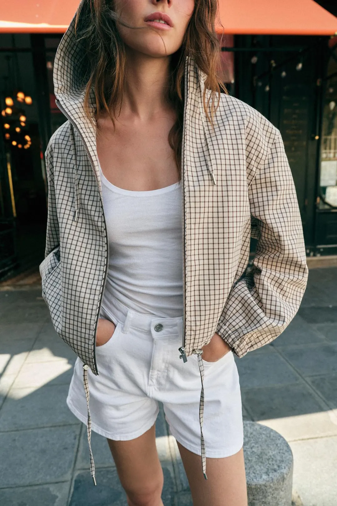 Клетчатая куртка с капюшоном, Zara