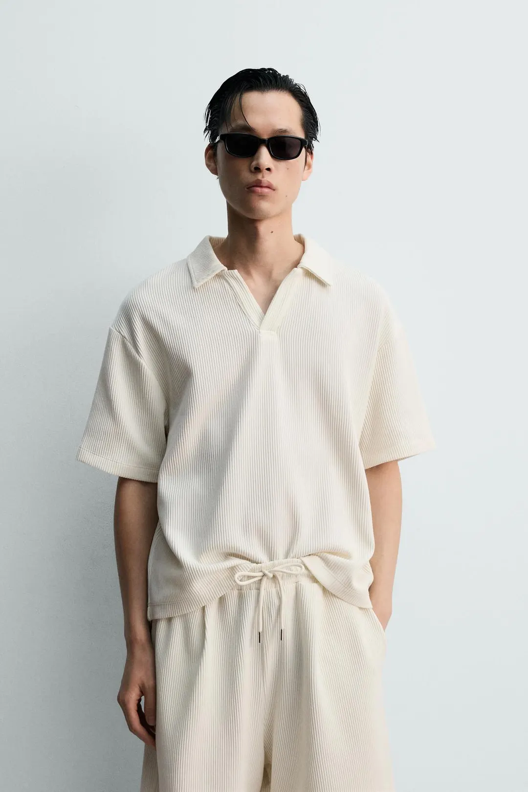 Поло свободного кроя в рубчик, Zara