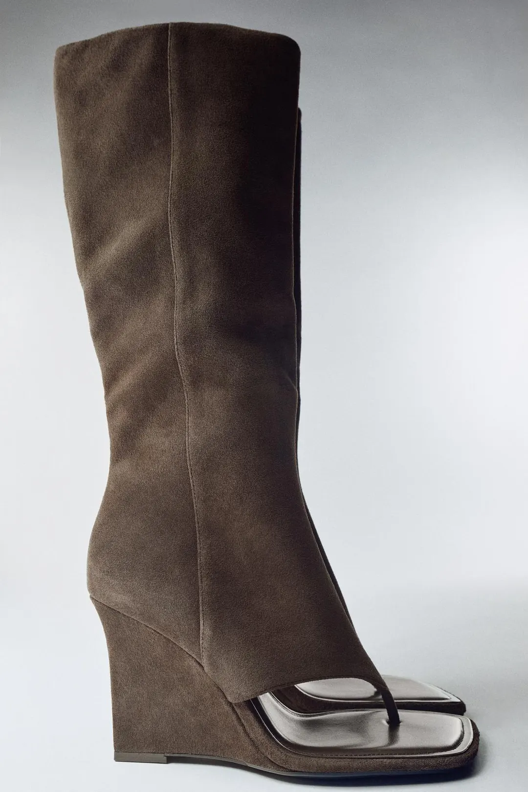 Сапоги из кожи с разрезом спереди, Zara