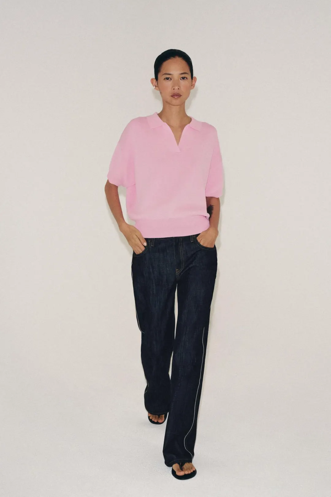 Вязаное поло с короткими рукавами, Zara