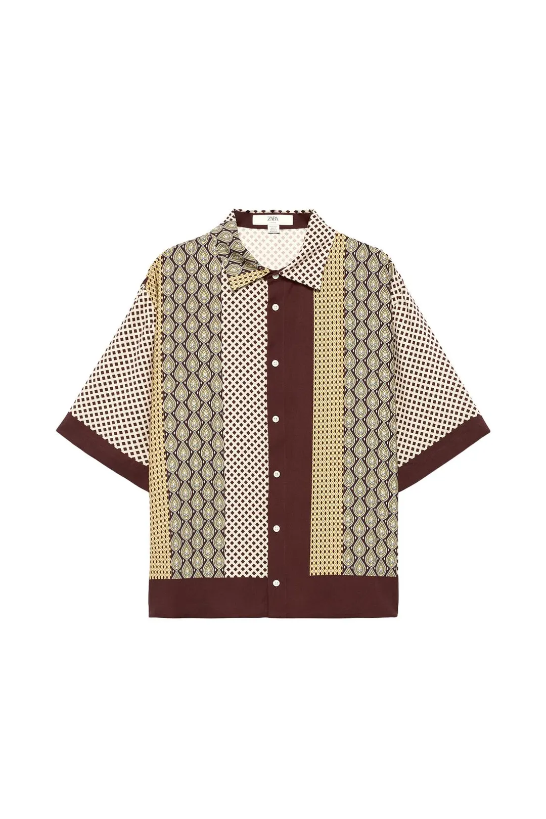 Рубашка струящаяся с комбинированным принтом Limited Edition, Zara