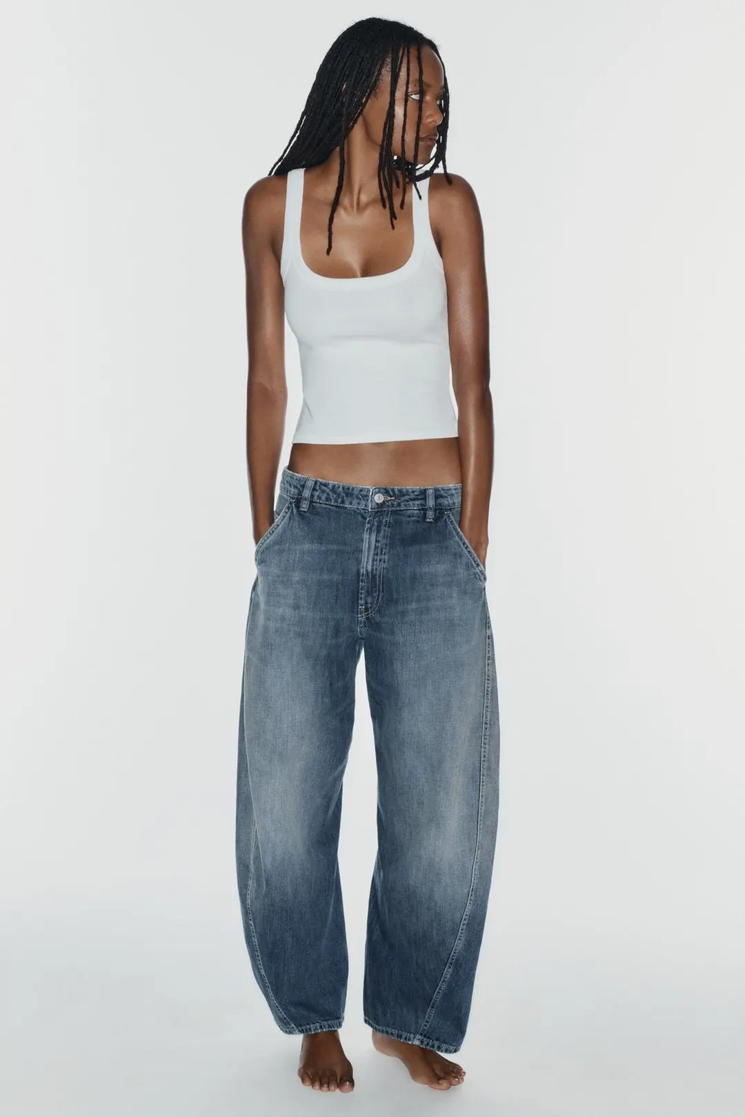 Джинсы чинос TRF кроя barrel со средней посадкой, Zara