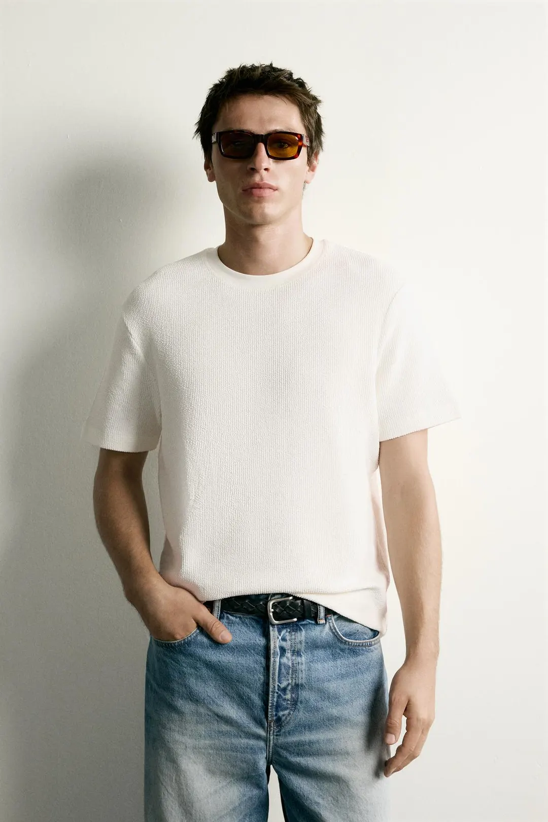 Футболка прямого кроя из сирсакера, Zara