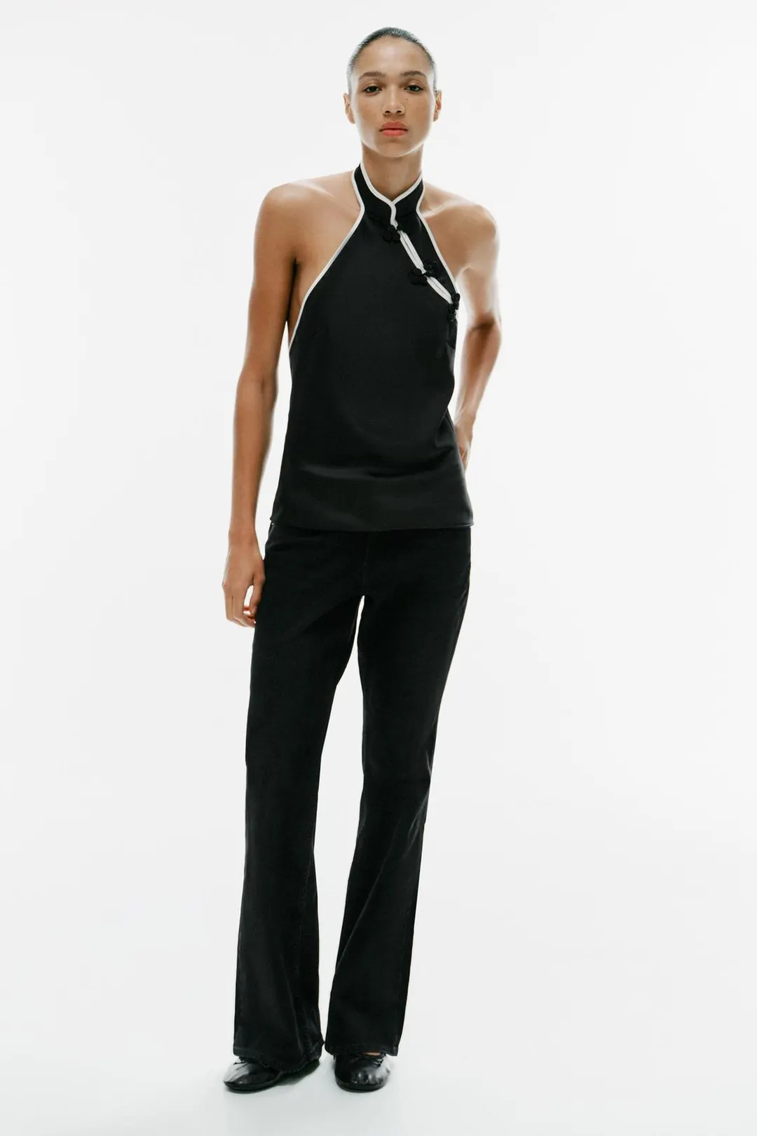 Топ сатиновый халтер с застежкой-клевант, Zara