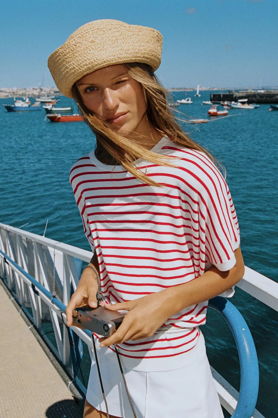 Широкий вязаный топ с короткими рукавами, Zara
