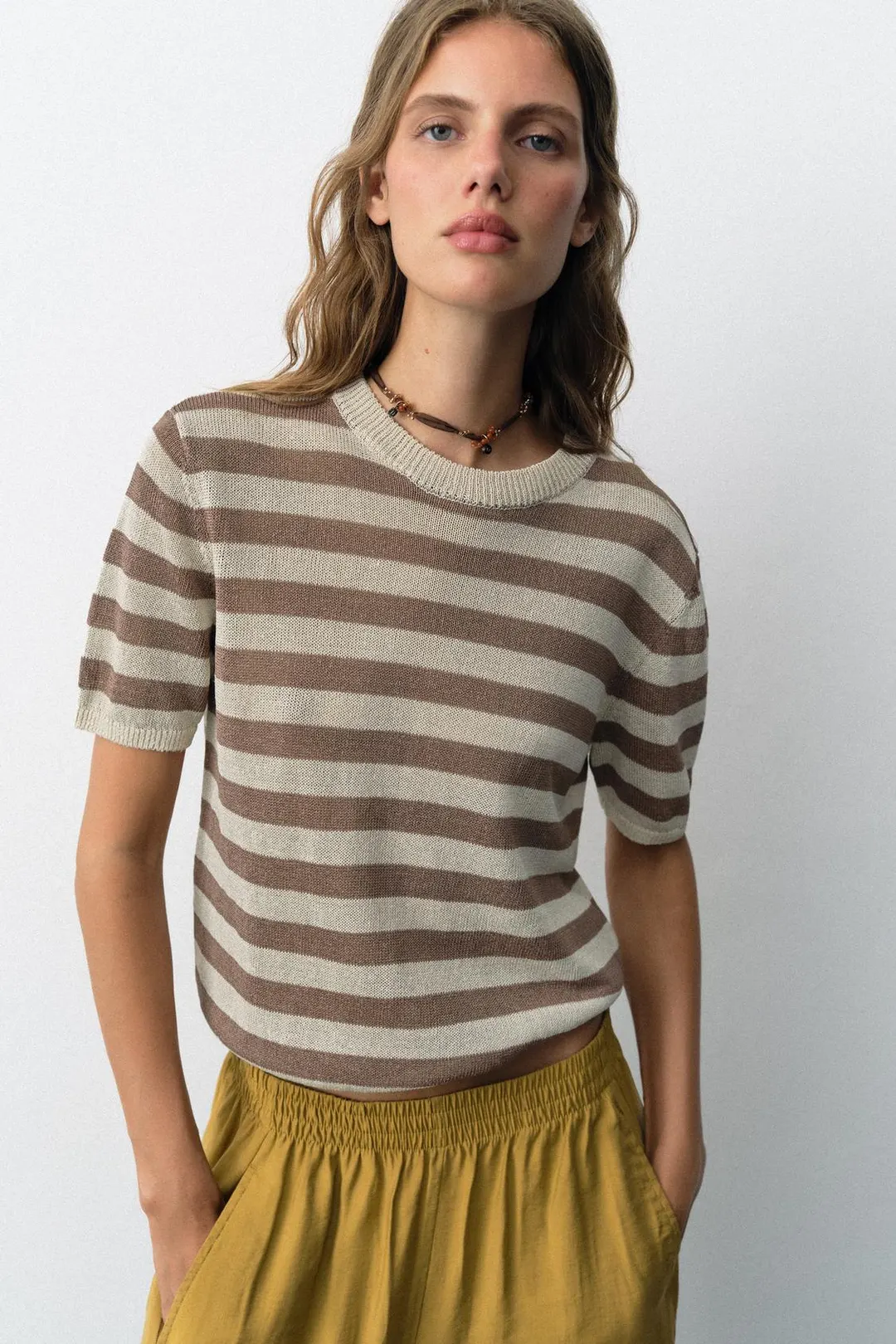 Вязаный топ с короткими рукавами, Zara