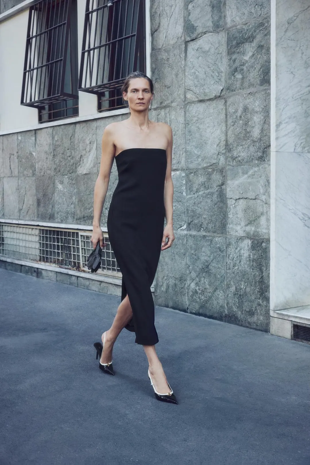 Длинное платье с прямым вырезом, Zara