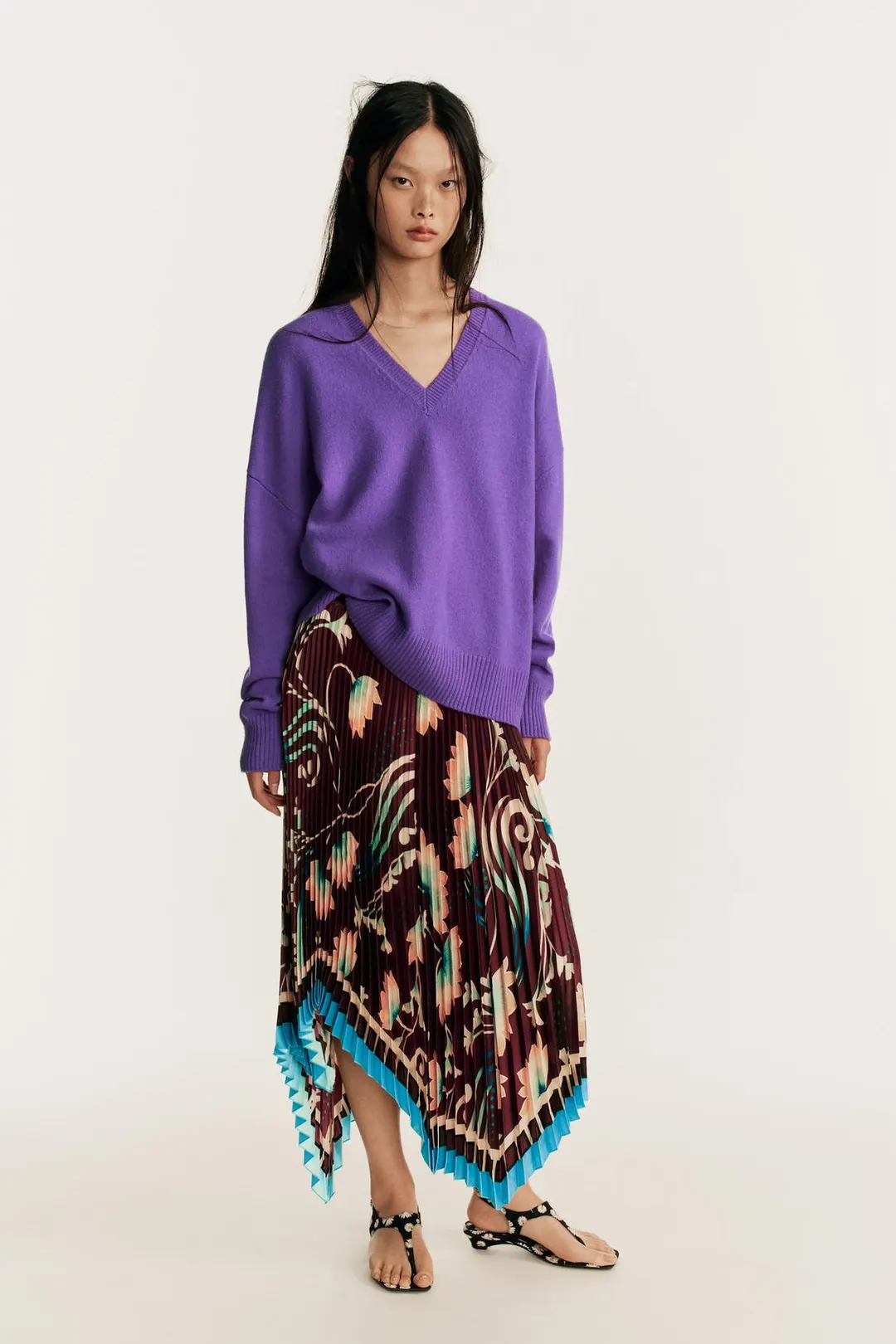 Плиссированная юбка миди с принтом Limited Edition, Zara
