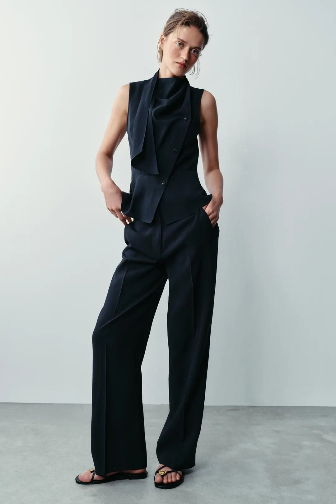 Топ с баской и шарфом, Zara