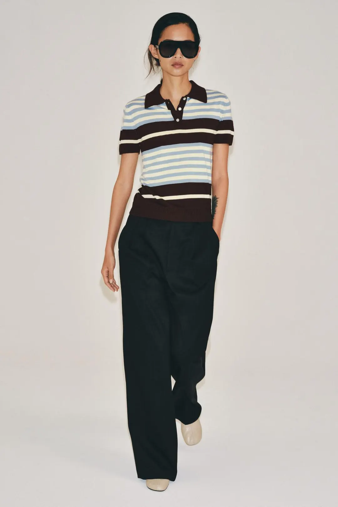Поло вязаное в полоску, Zara