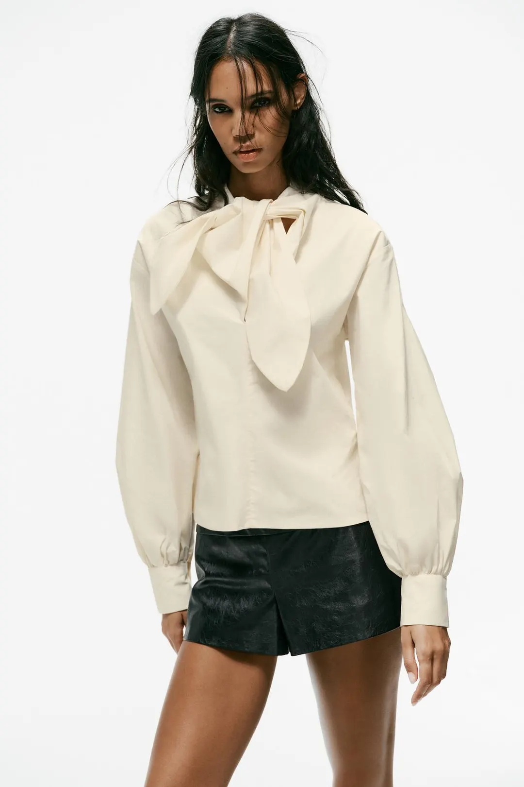 Рубашка из поплина с бантом, Zara
