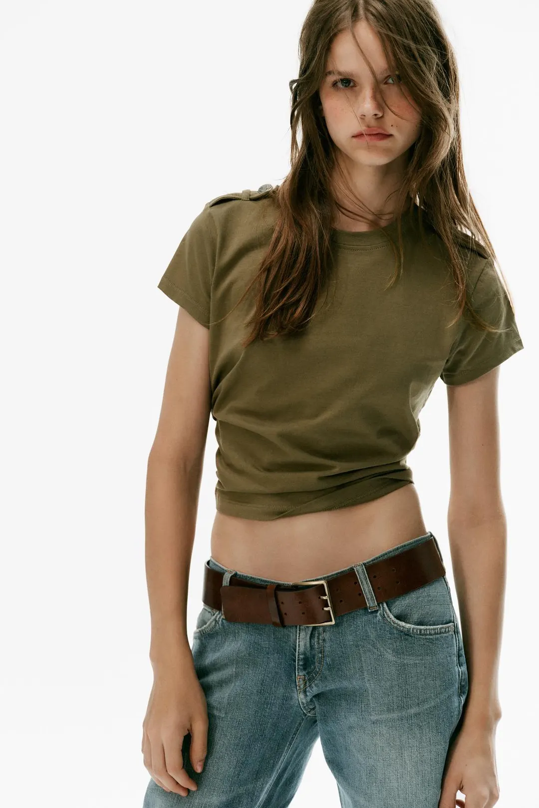 Футболка с хлястиком на пуговице, Zara