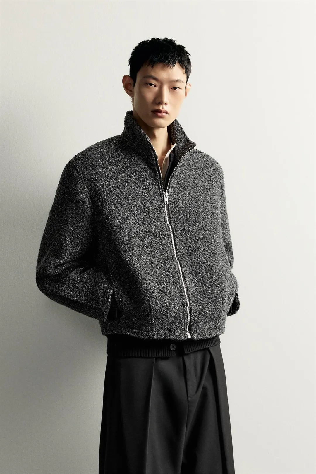 Укороченная куртка из фактурного букле, Zara