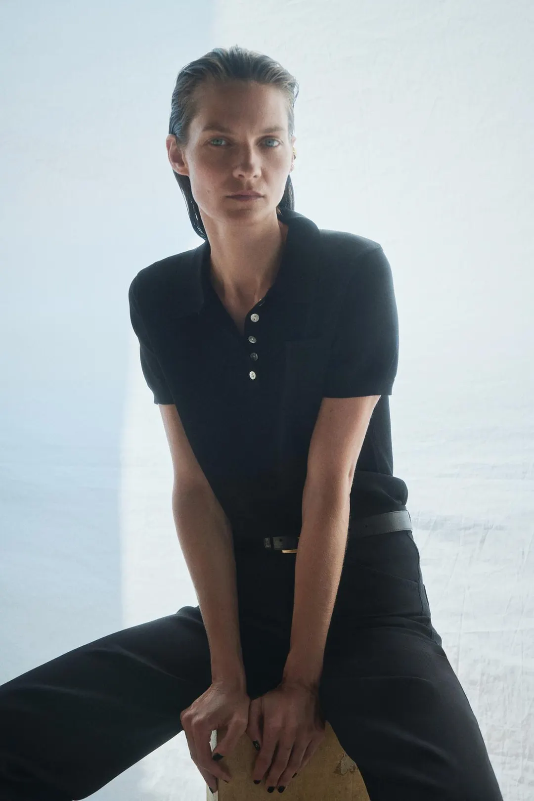 Вязаное поло с короткими рукавами, Zara