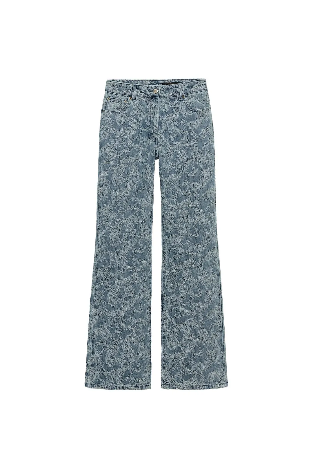 Расклешенные джинсы с высокой посадкой из жаккарда ZW Collection, Zara