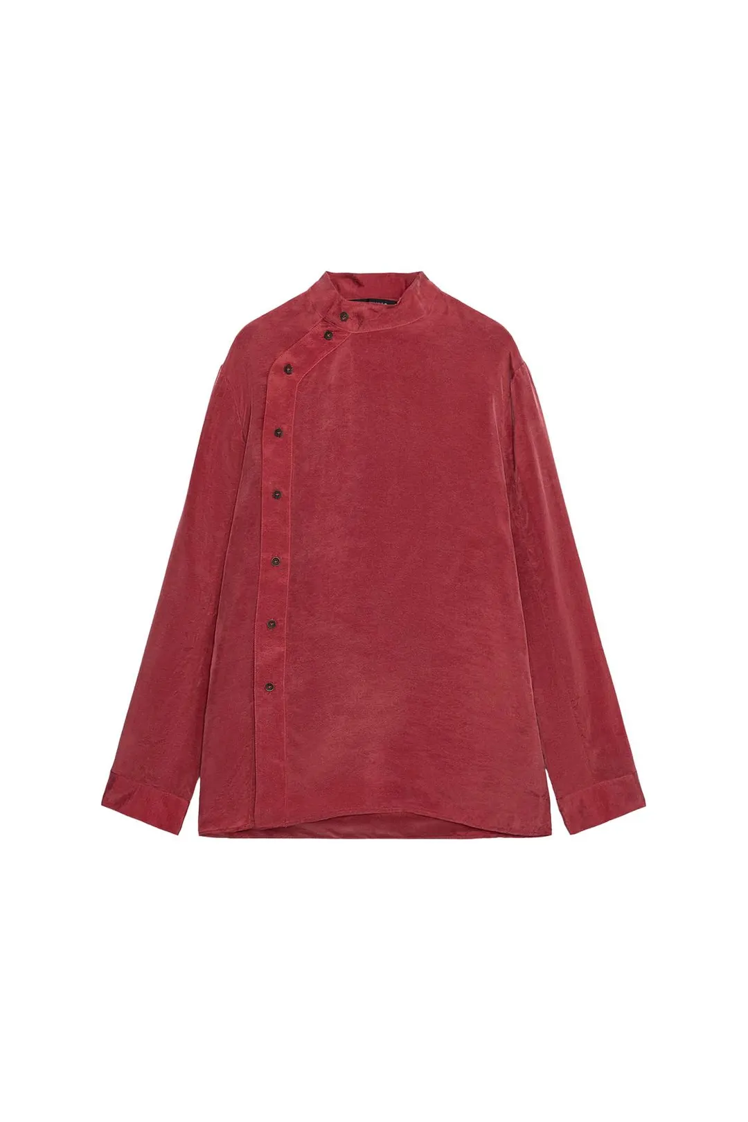 Рубашка с высоким воротником и боковой застежкой ZW Collection, Zara