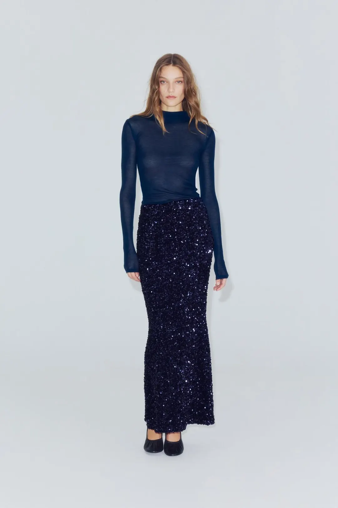 Длинная юбка с пайетками, Zara