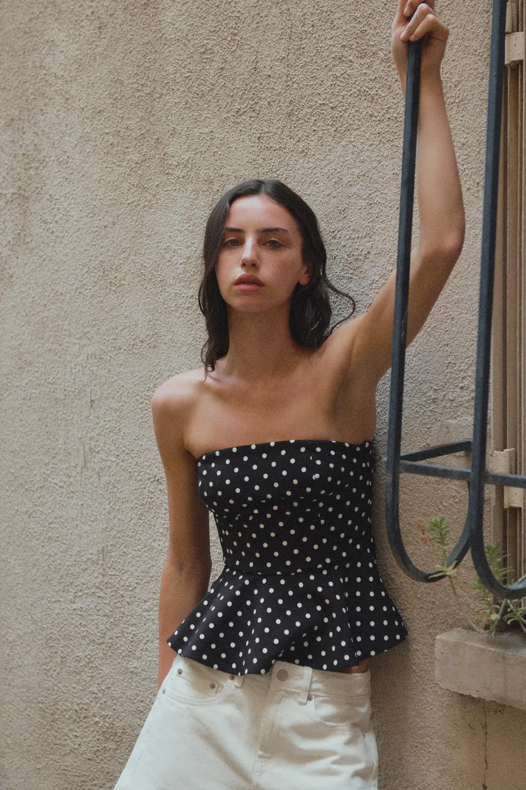 Топ-бандо в горошек с баской, Zara