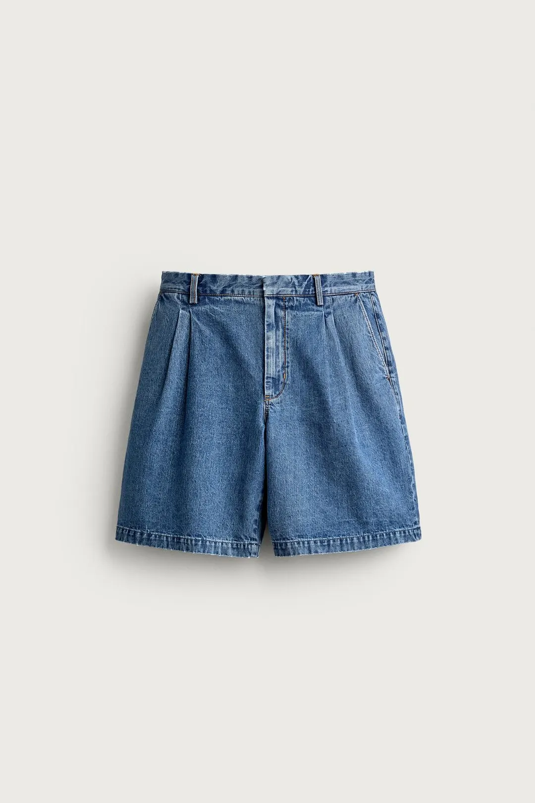 Бермуды джинсовые стандартного кроя с защипами, Zara