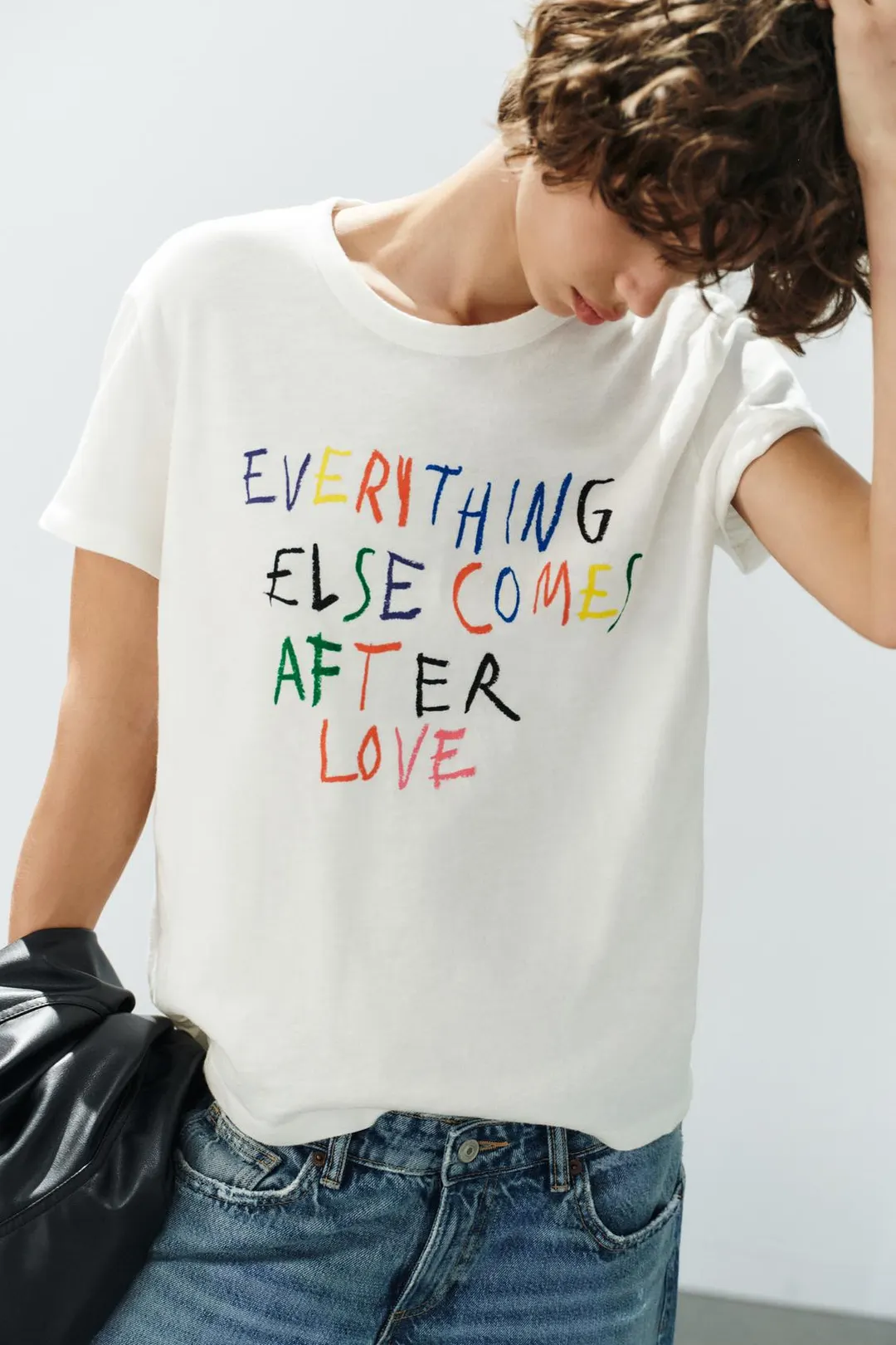 Фактурная футболка с надписью, Zara