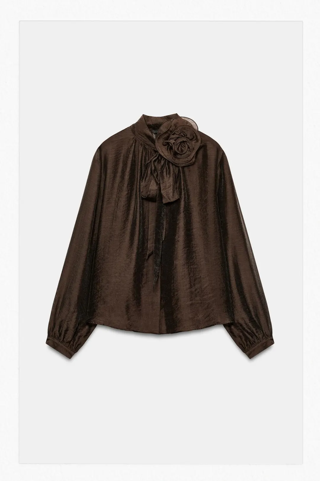 Блузка с фактурными цветами и бантом, Zara