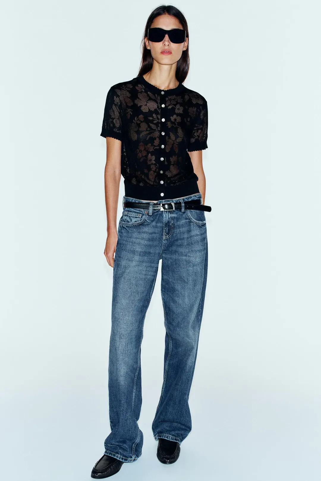 Кардиган с цветочным принтом и короткими рукавами, Zara