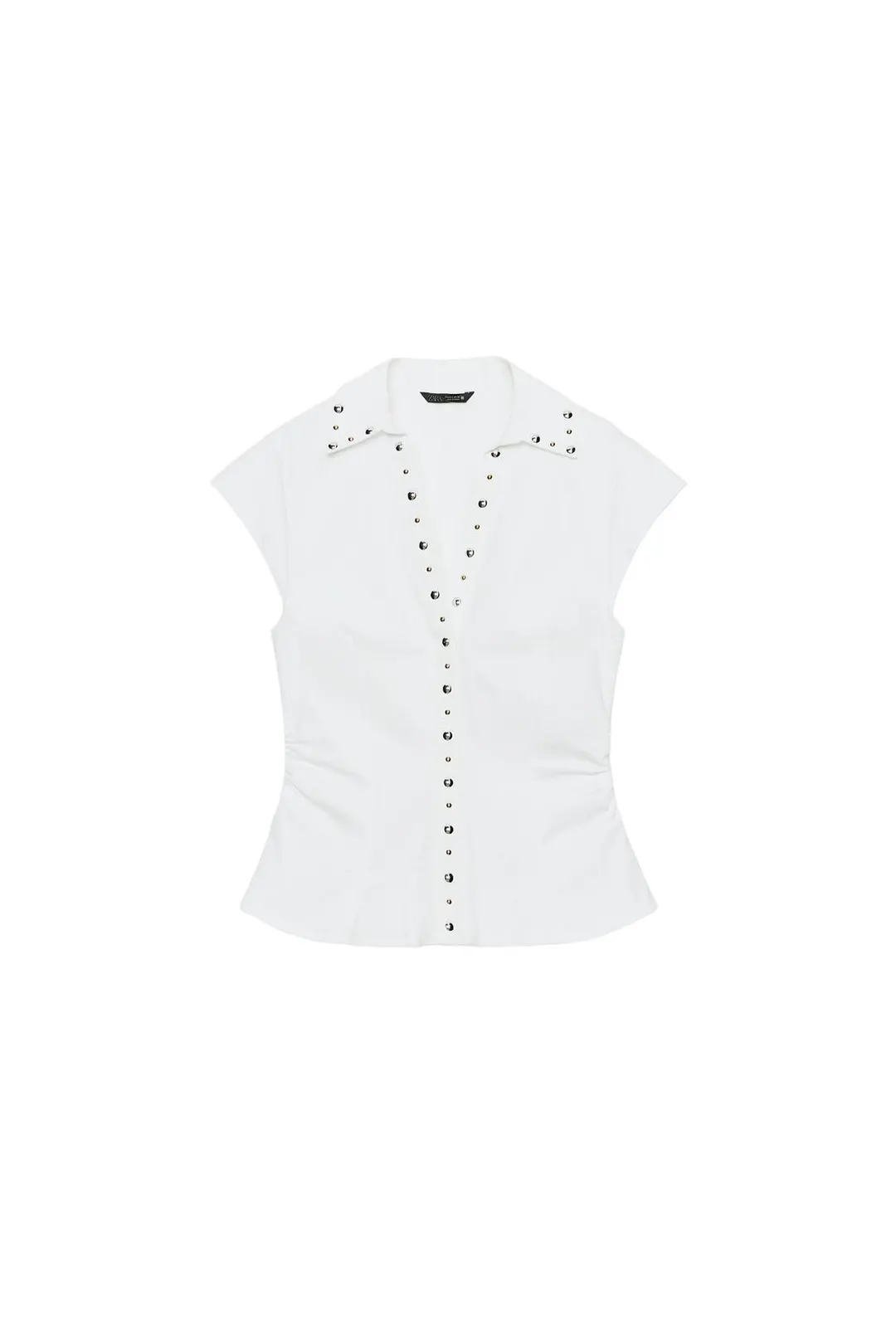 Топ из поплина с заклепками, Zara
