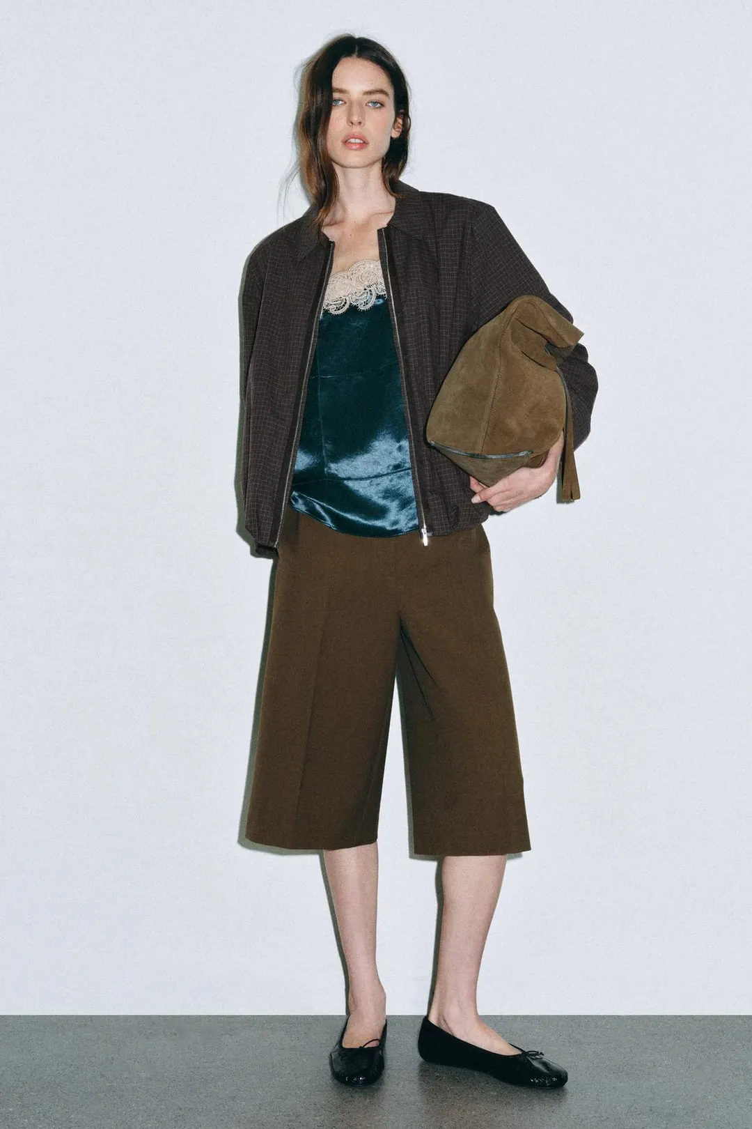 Балетки из кожи с бантом, Zara