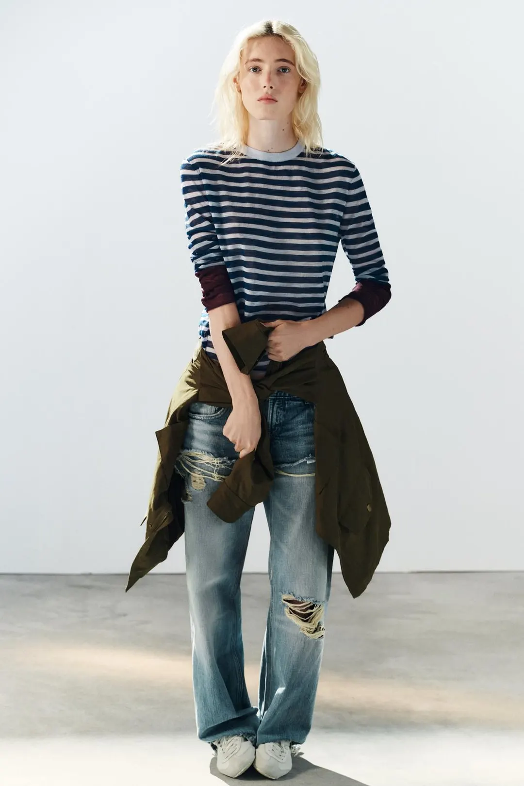Вязаный джемпер в полоску, Zara