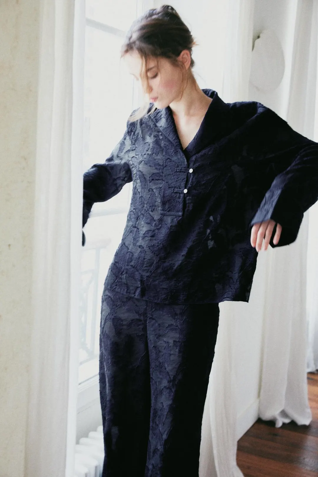 Блузка из жаккарда на основе смесовой вискозы, Zara