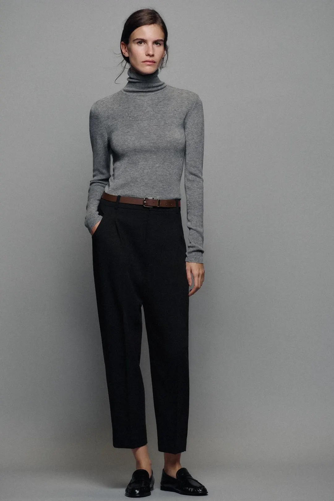 Укороченные брюки с поясом, Zara