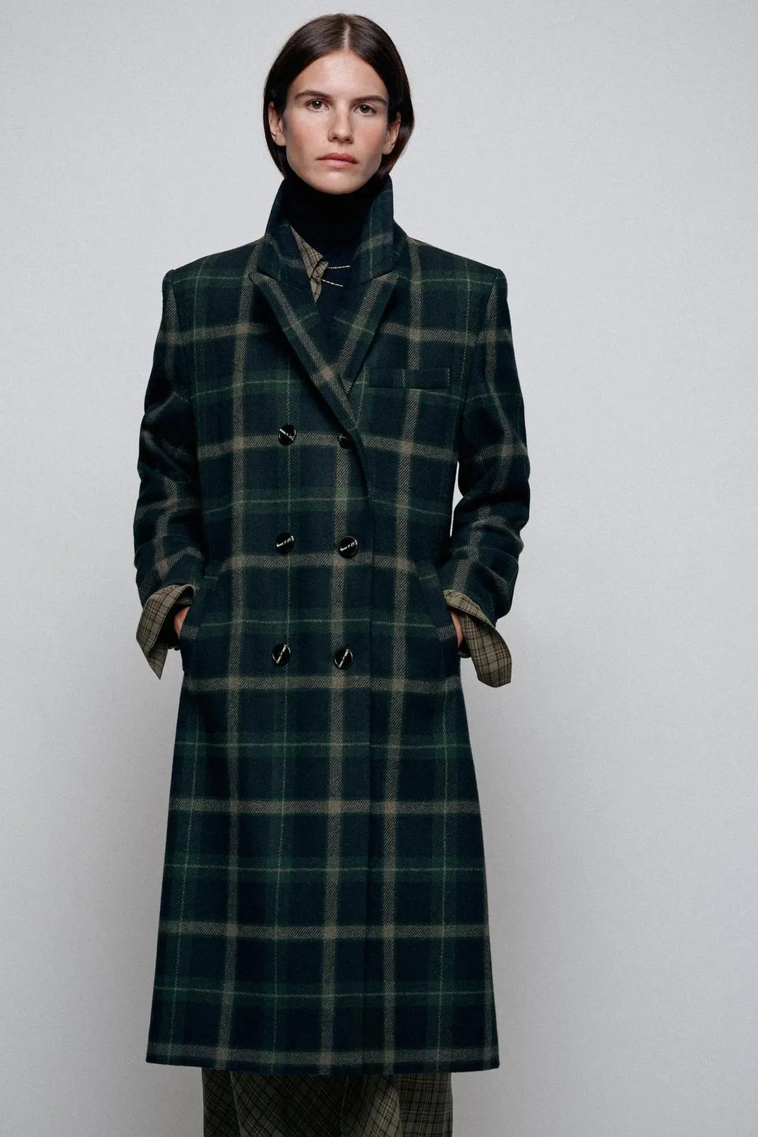 Длинное пальто в клетку, Zara