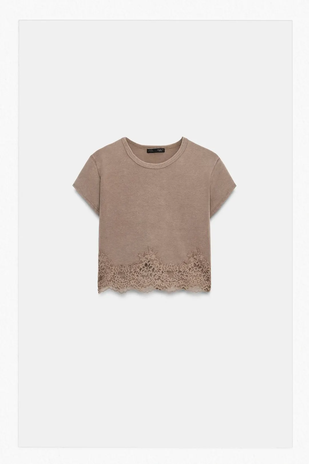 Футболка укороченная кружевная, Zara