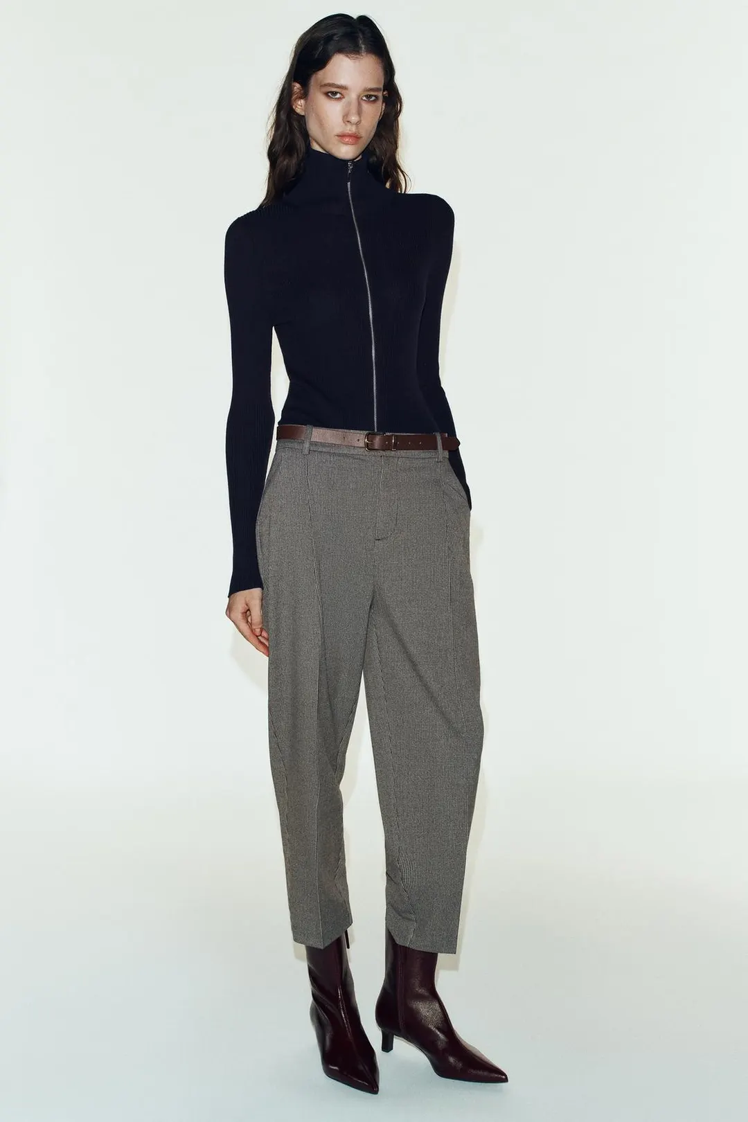 Укороченные брюки с поясом, Zara
