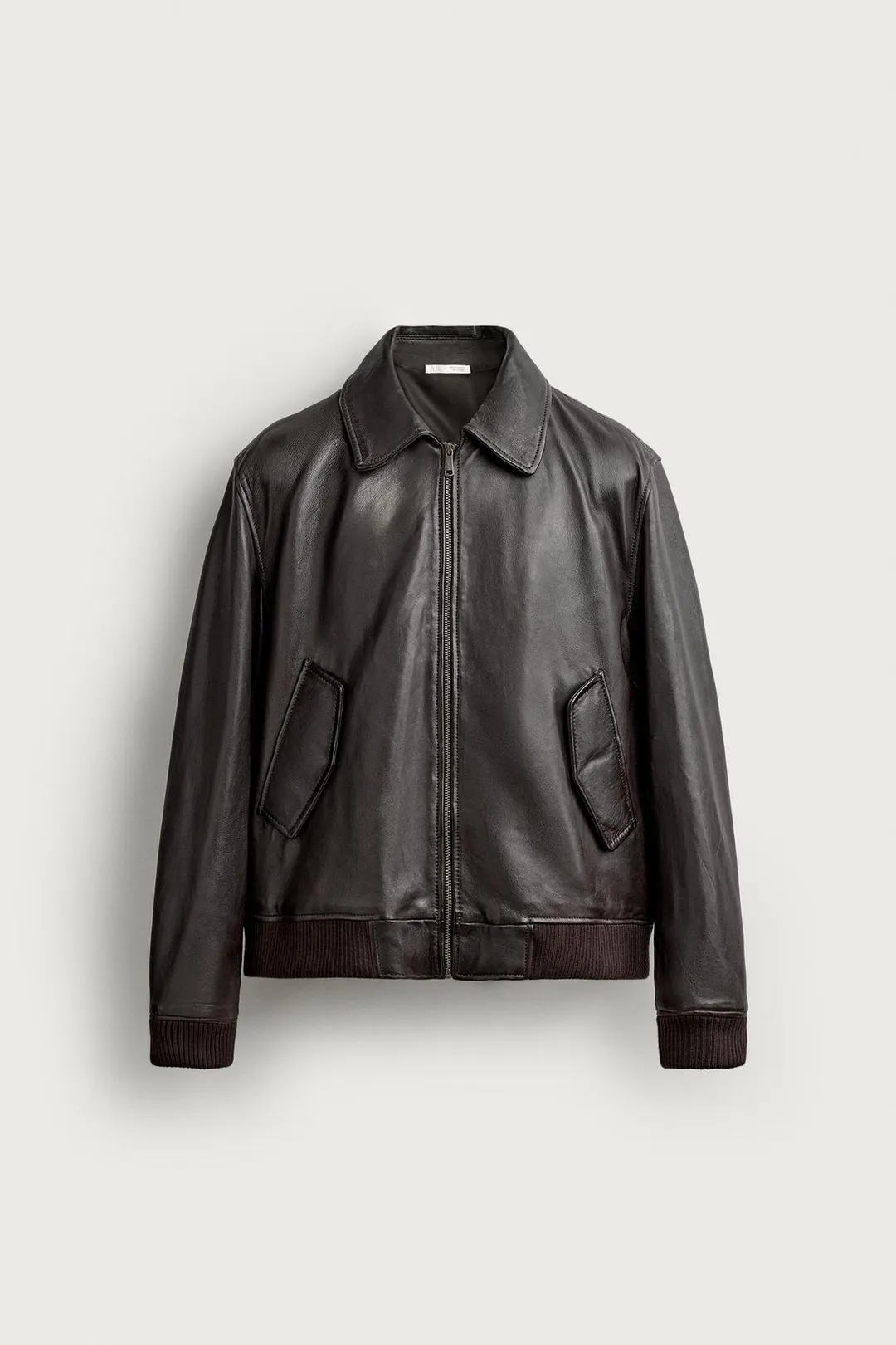 Куртка кожаная стандартного кроя, Zara