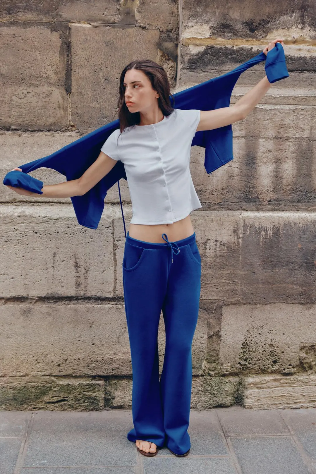 Футболка в рубчик с застежкой на пуговицы, Zara