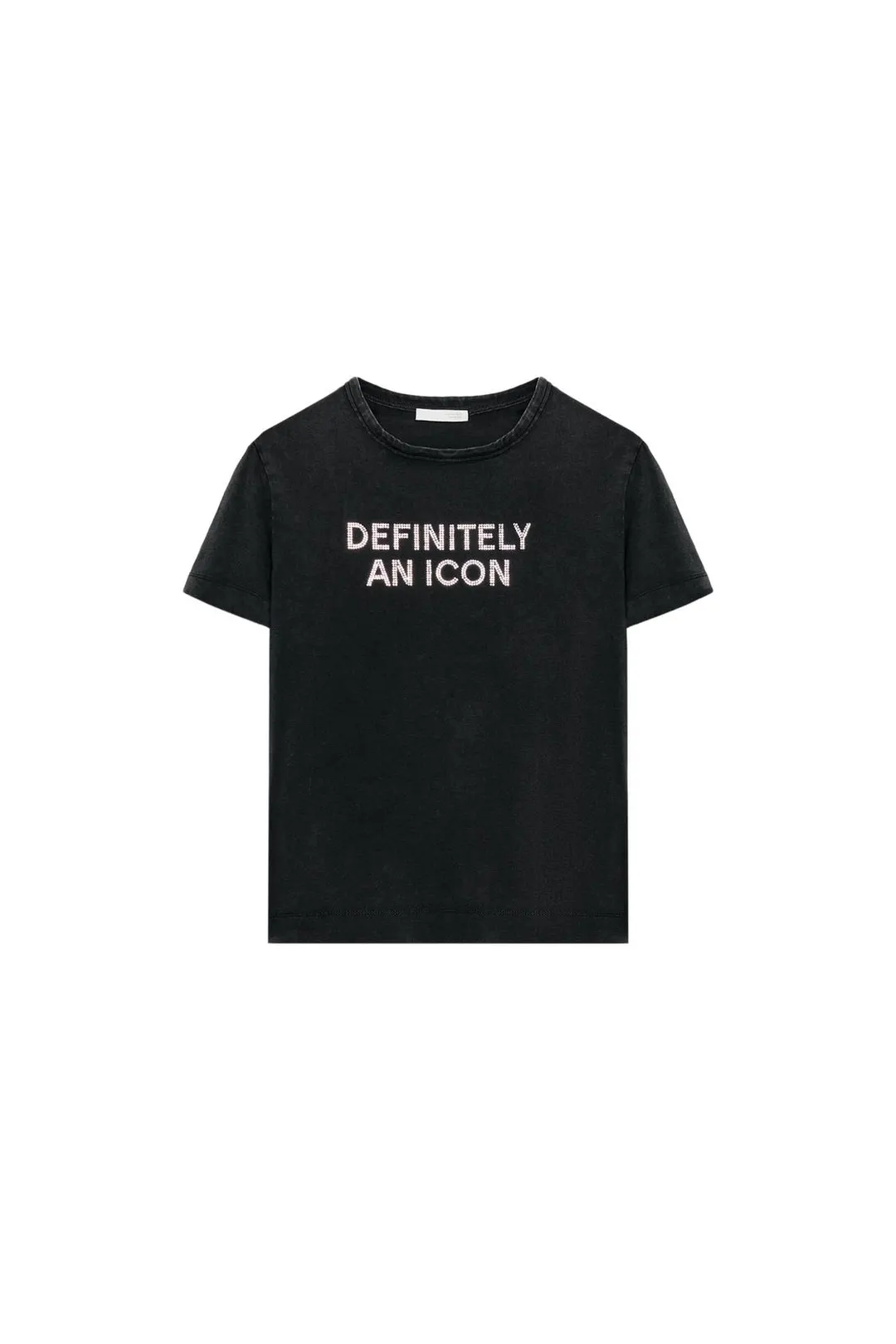 Футболка с блестящей надписью и эффектом стирки, Zara